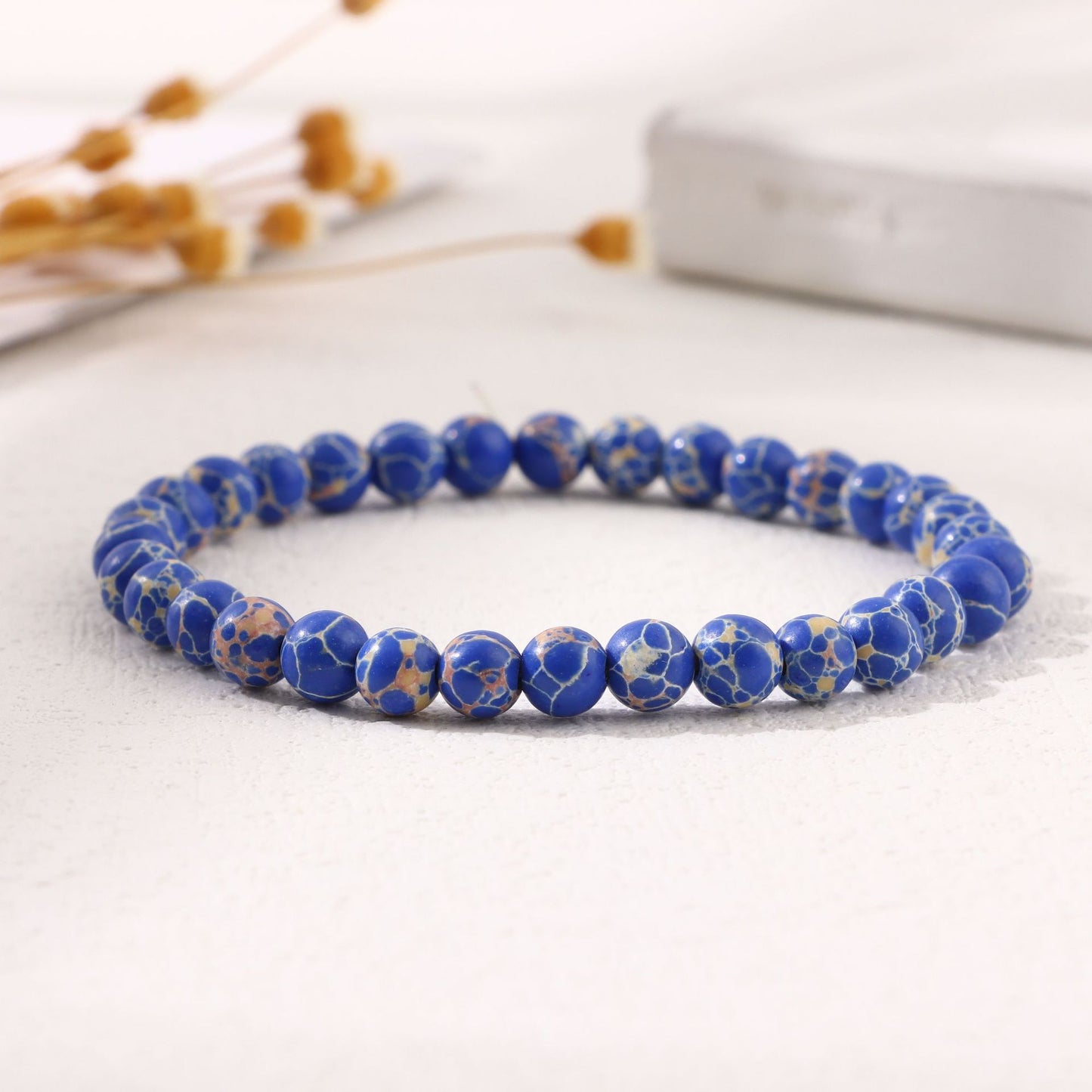 Women's & Men's Round Beads Couple Fashion Elastic String Beaded Bracelets