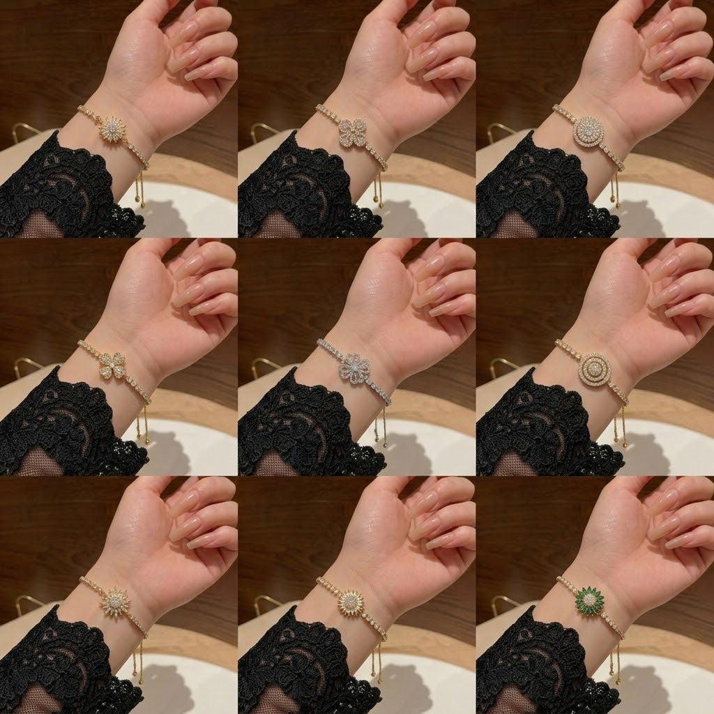Female Five Petal Flower Fashion Bauhinia Rotatable Bracelet