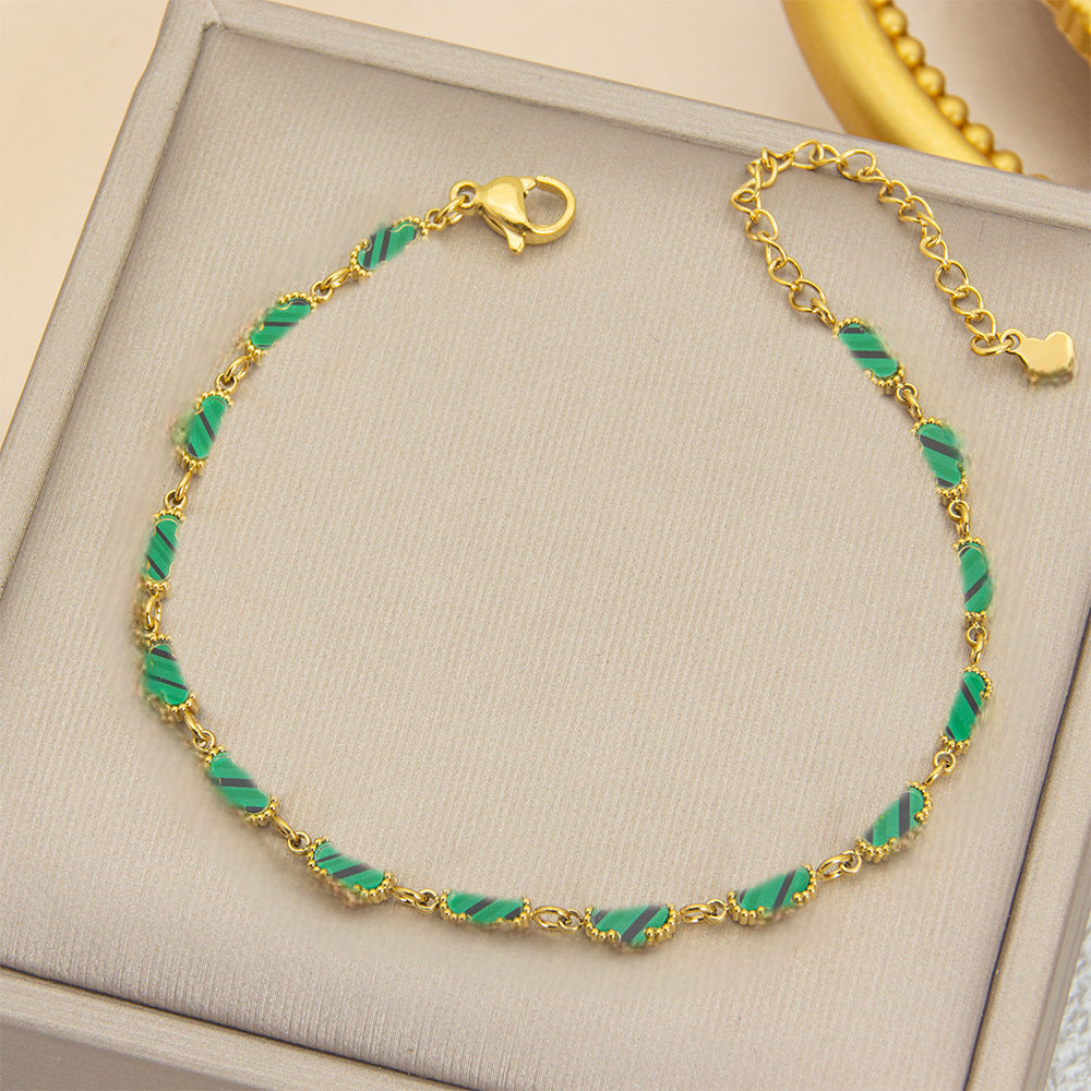 Four Flower Gold Colorful Rhombus Pattern Bracelet