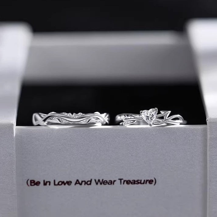 Women's & Men's Arrow Of Love Sterling Sier Pair Design Light Luxury Couple Ring