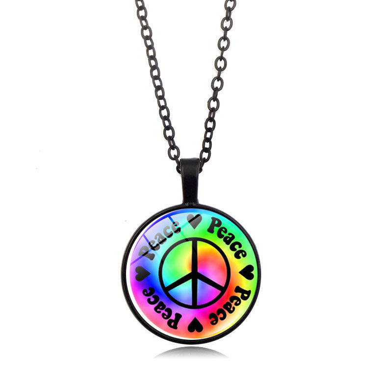 Women's Flower Peace Logo Time Stone For Vintage Necklaces