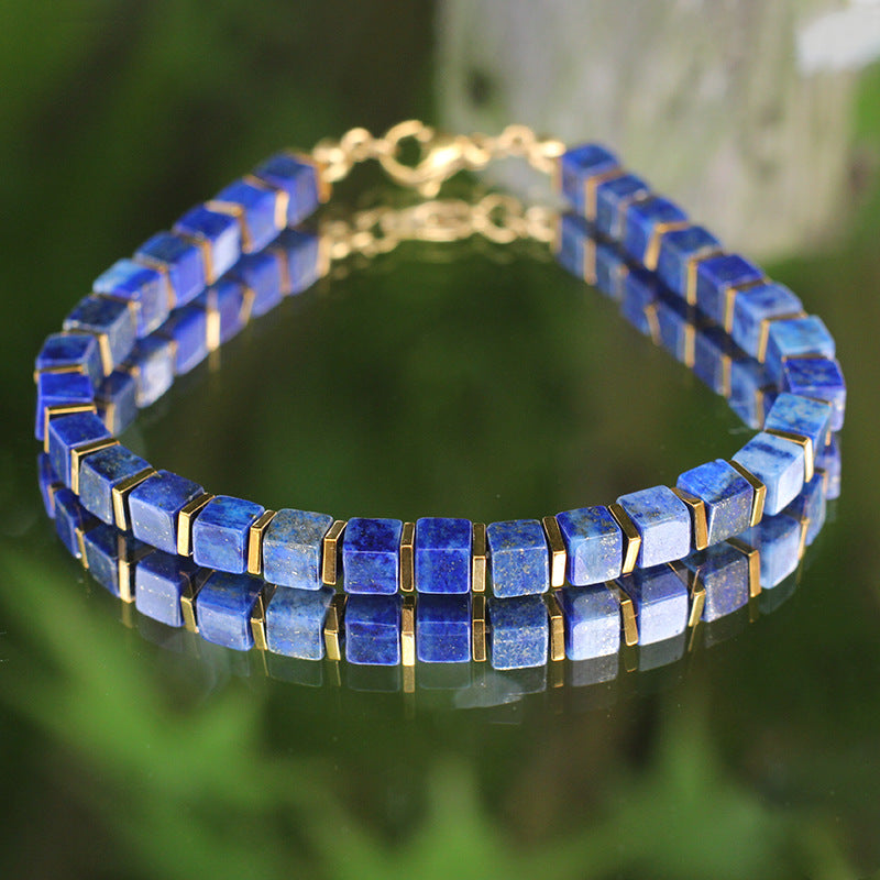 Stainless Steel Lobster Clasp Square Tiger Eye Bracelet