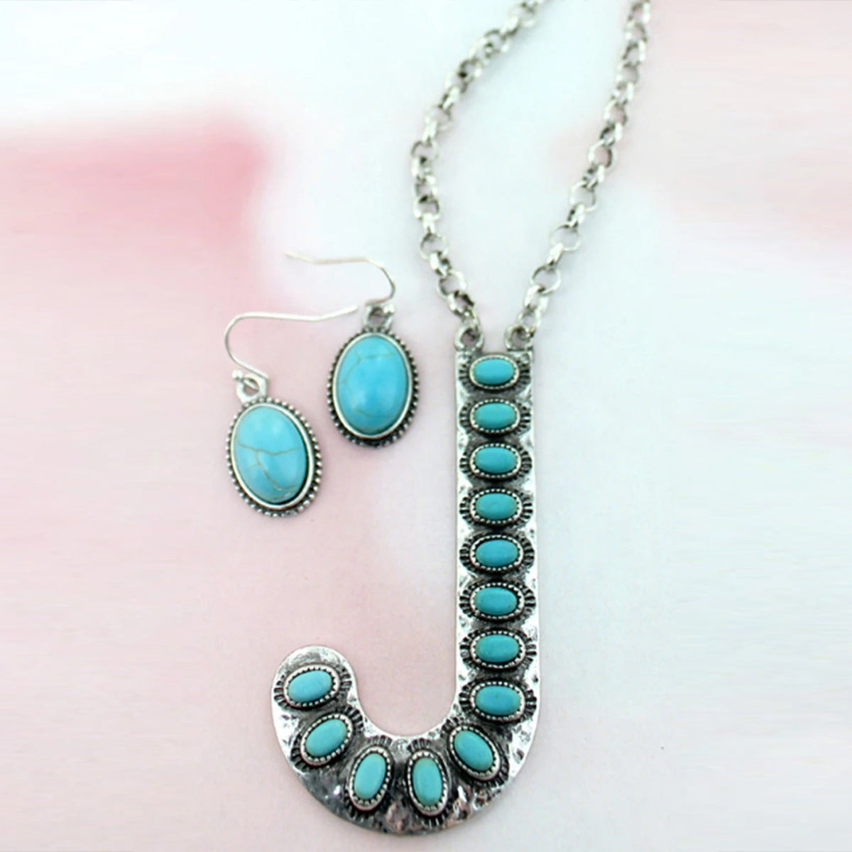 Bohemian Alphabet Letter Retro Style Inlaid Jewelry Set