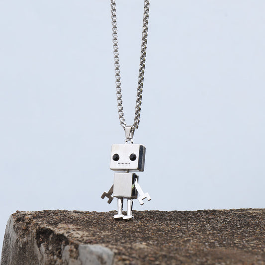 Women's & Men's Hipster Hip Hop Robot Couple Chain Disco Jumping Necklaces