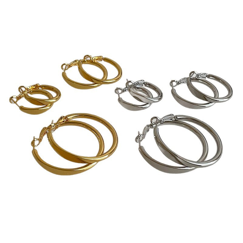 High-grade Geometric Glossy Ear Female Temperament Fashion Trend Commuting Exquisite Earrings