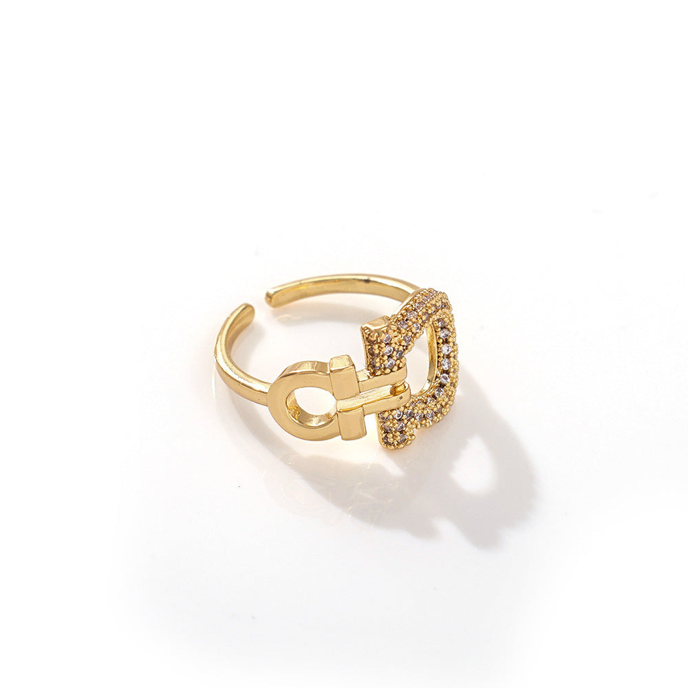 Diamond Open Light Luxury Minority Design Ring