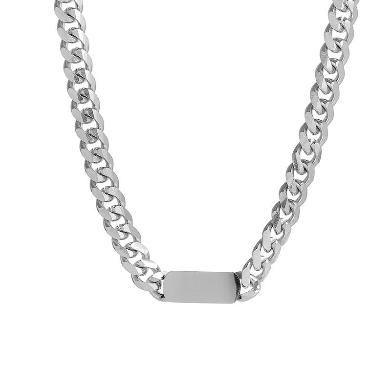 Women's & Men's Simple Personality Cuban Fashionable Design Clavicle Chain Necklace