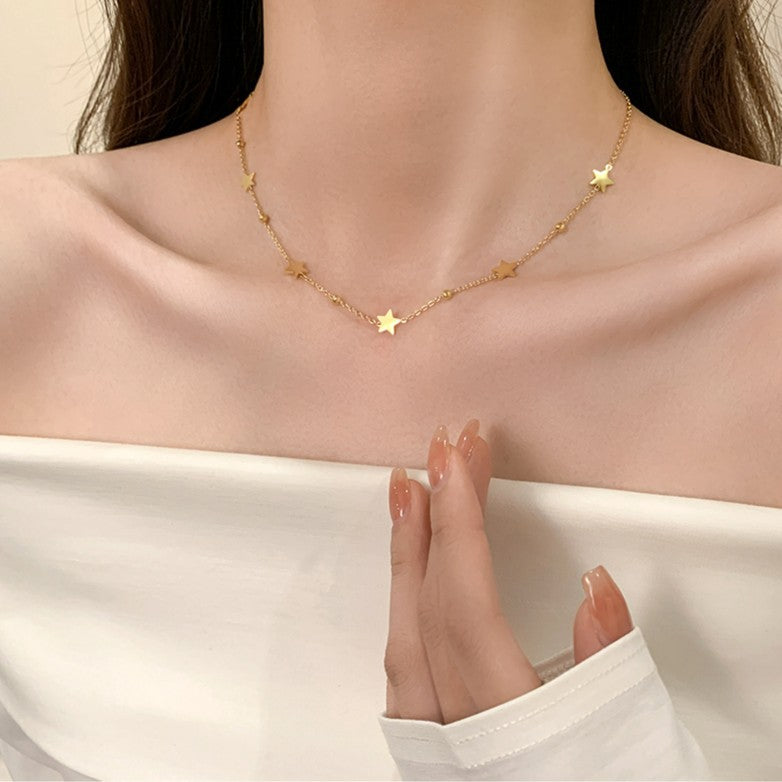 Titanium Steel Versatile Mori Starry Short Color Preservation Clavicle Necklaces