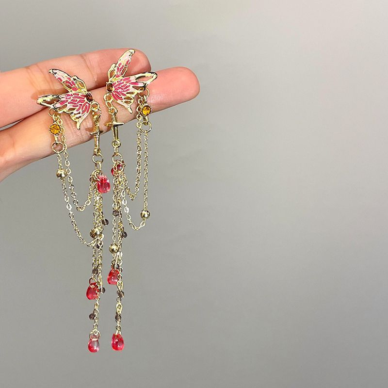 Blood Ripple Butterfly Red Niche Senior Stud Earrings