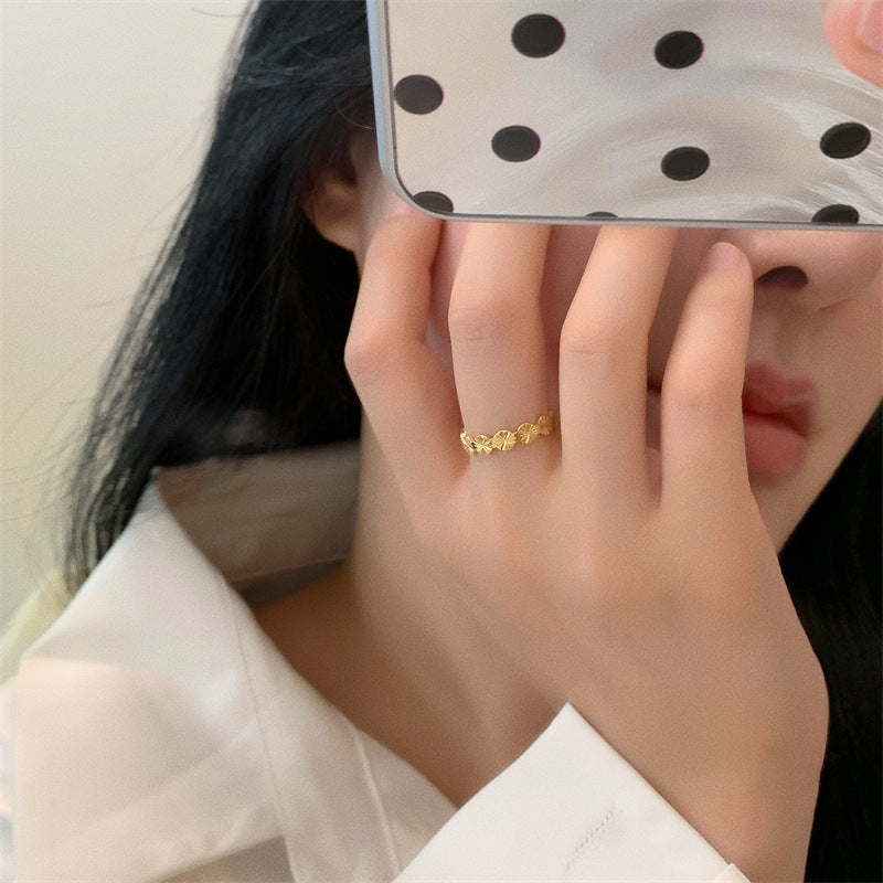 Round Slice Cut Flower Fashion Personality Ring