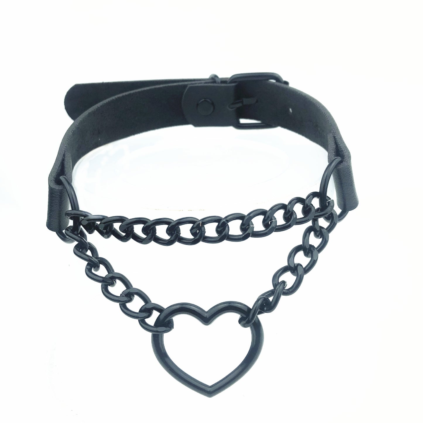 Heart Shaped Black Chain Neckband Fashion Collar