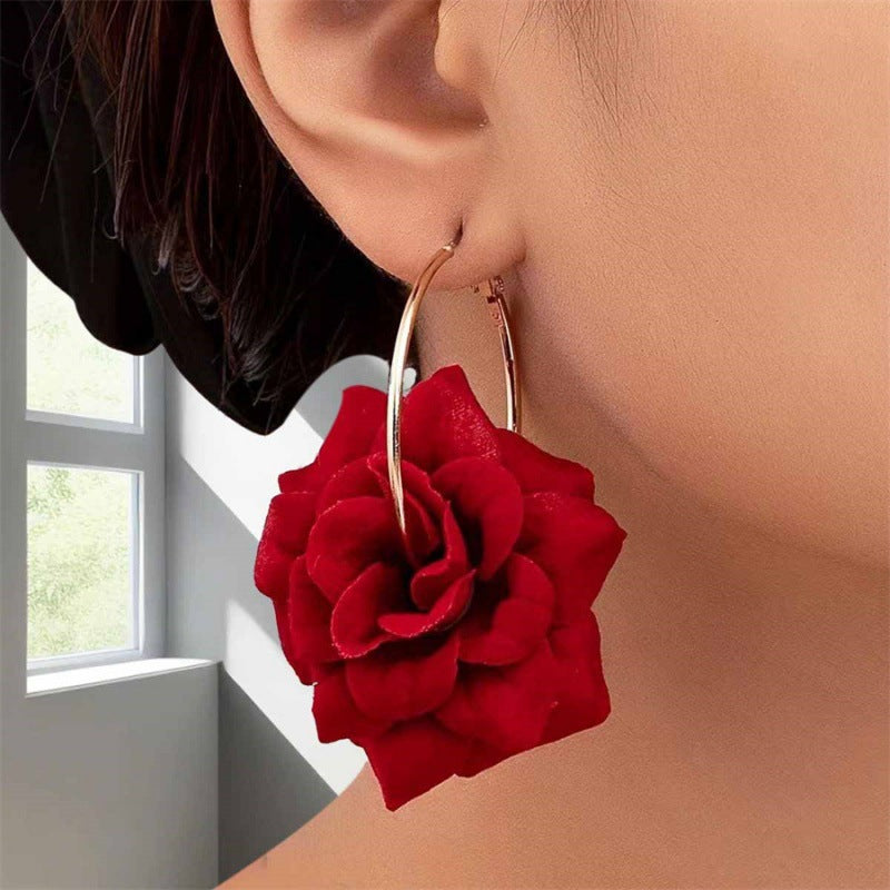 Rose Ear Clip Exquisite Elegant Gentle Holiday Stud Earrings