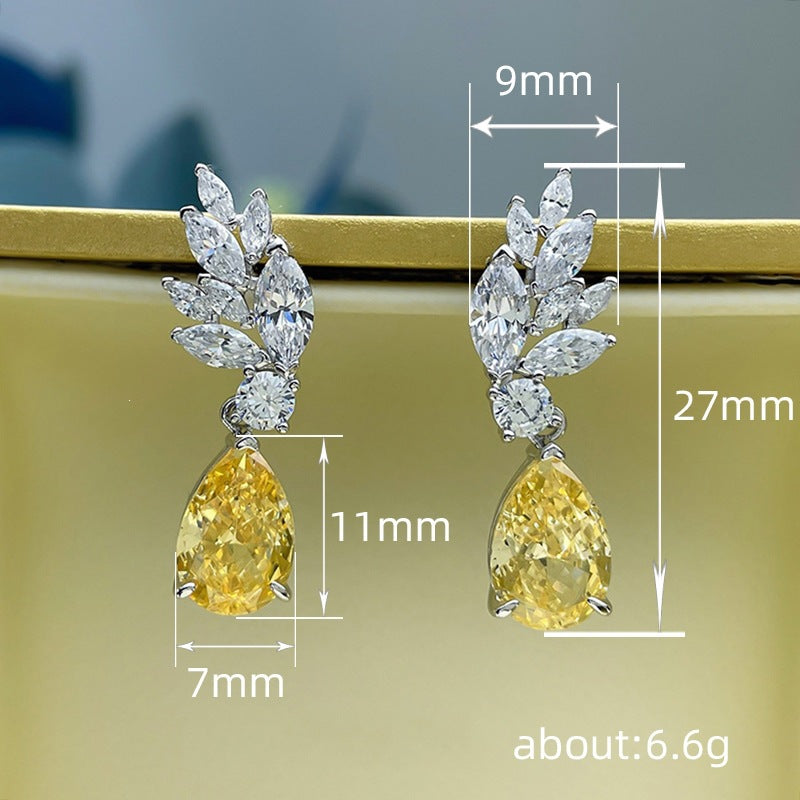 Trendy High-grade Water-drop Eardrops Plant Flowers Leaf-shaped Earrings