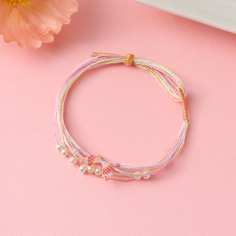 Children's Colorful Braided Rope Wrist String Safe Red Bracelet