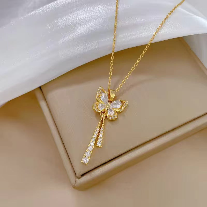 Cute Bow Tassel Female Style Exquisite Necklace