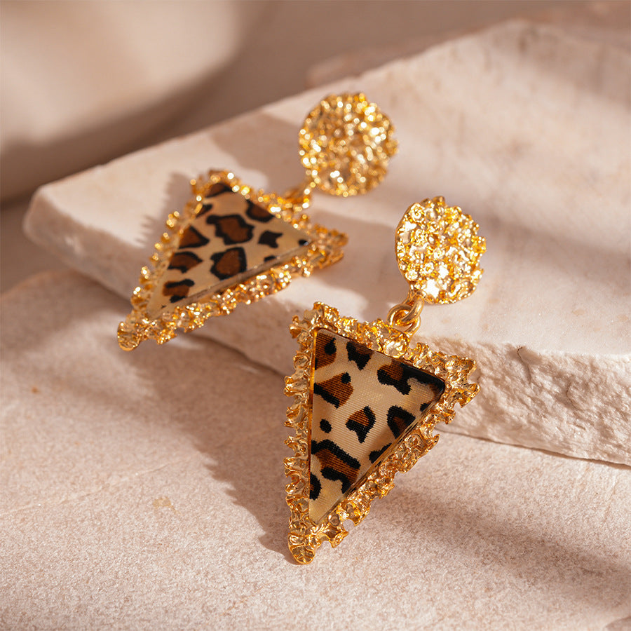 Women's Leopard Print Resin Circle Heart Geometric Earrings