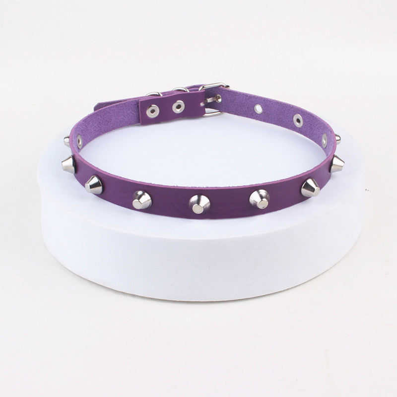Women's Style Leather High Profile Retro Personality Collar