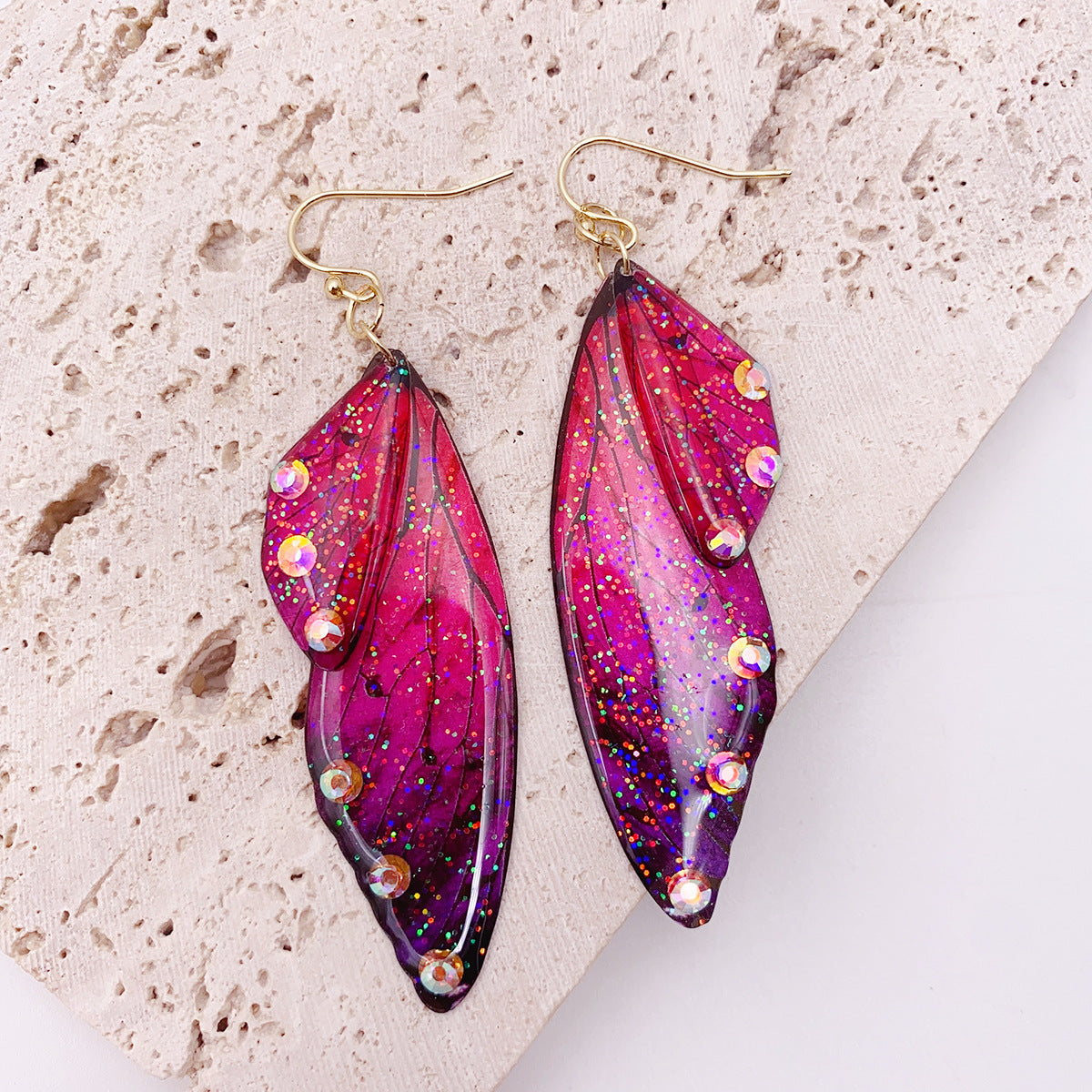 Women's Sier Cicada Wings Ear Hook Butterfly Temperamental Fairy Long Eardrop Earrings