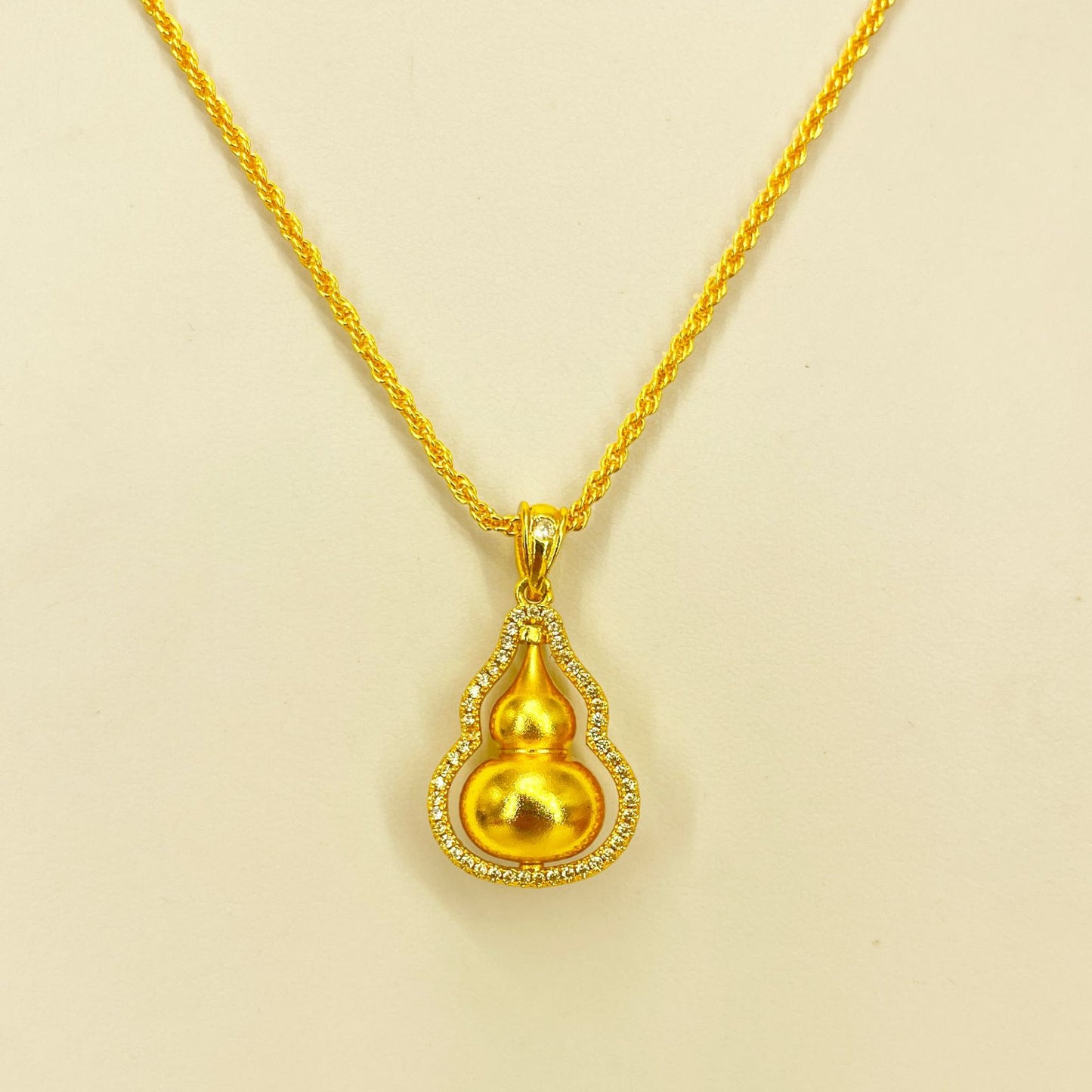 Alluvial Diamond Rotating Gourd Fu Lu Light Chinese Style Necklace