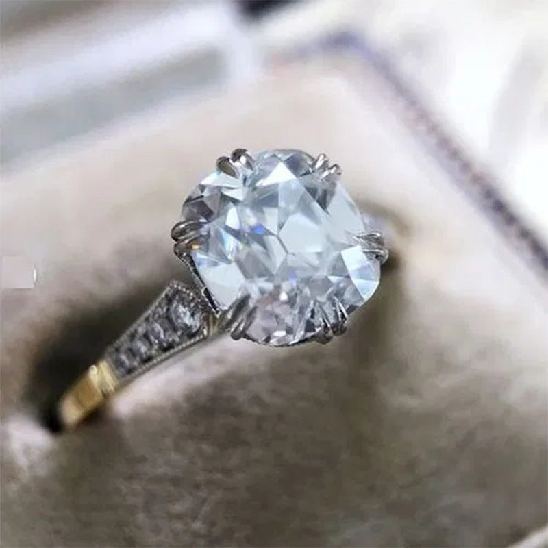Women's Shi Copper Plating Two-color Zircon Fashion Rings