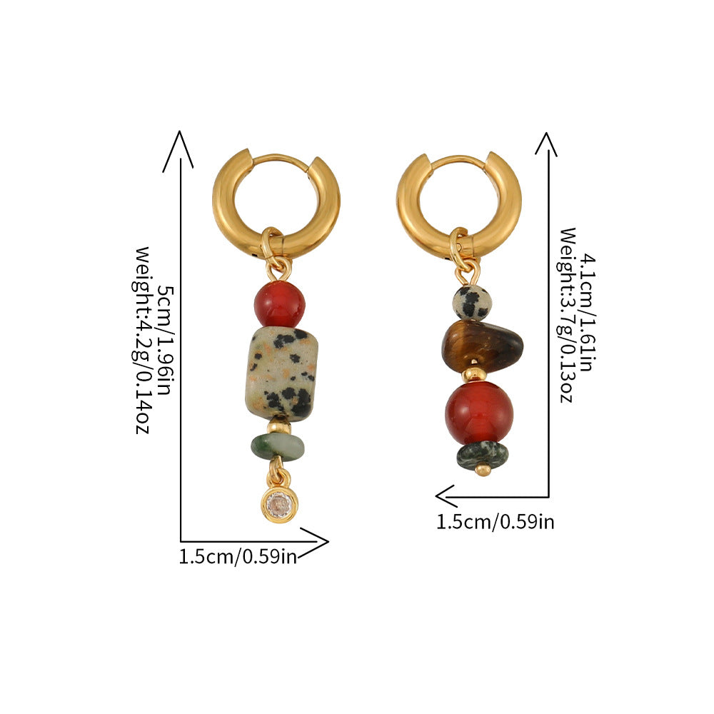 Niche Agate Bead Tigereye Elegant Advanced Earrings