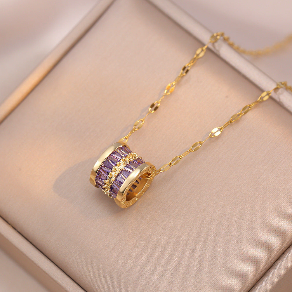 Simple Round Right Rain Titanium Steel Female Necklace