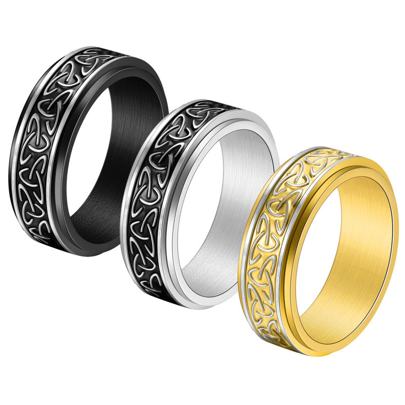 Women's & Men's Celtic Knot Stainless Steel Brushed Rotatable Ring