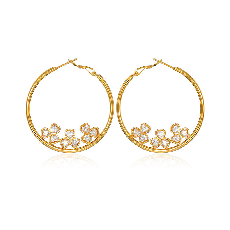 Round Female Special Interest Light Luxury Gold-plated Stainless Jewelry Set