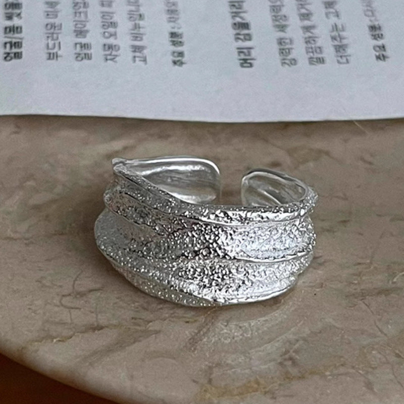 Geometric Lava Irregular Female Sweet Loving Heart Twin Temperament Ring