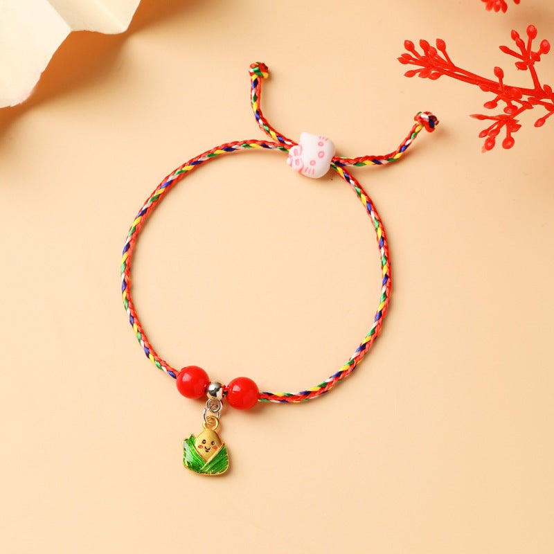 Children's Colorful Braided Rope Wrist String Safe Red Bracelet