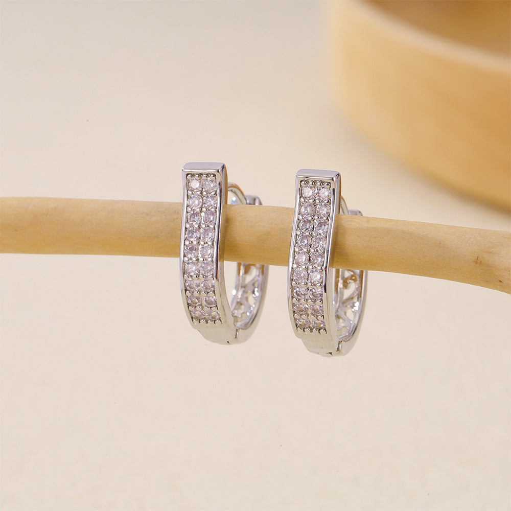 Women's Selection Fashionable Multi Zircon Inlaid Zirconium Earrings