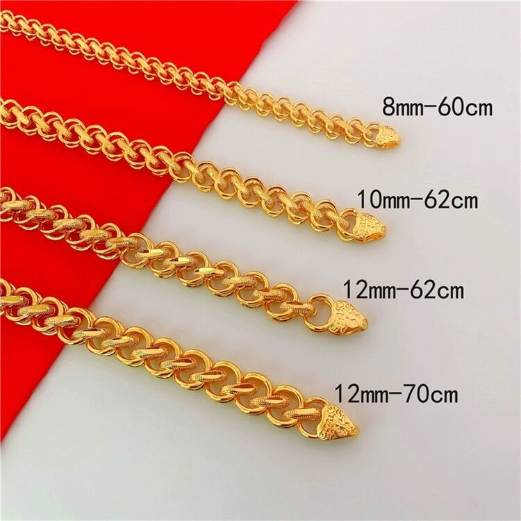 Men's Gold Cloth Pattern Dragon No Color Fading Necklace