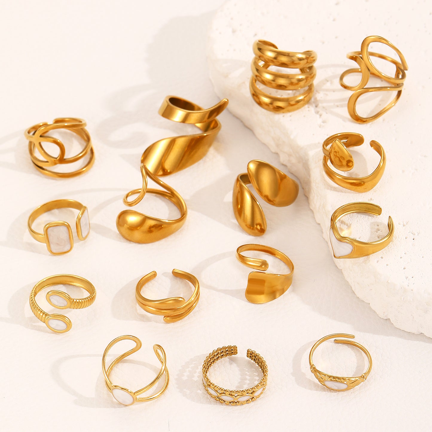 Women's Dripping Open Fashionable Gold-plated Irregular Stainless Rings