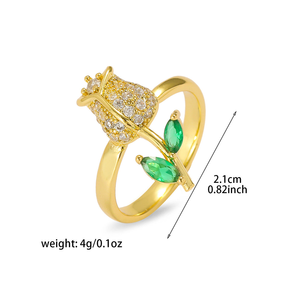 Micro Inlaid Zircon Simple Tulip Sweet Ring