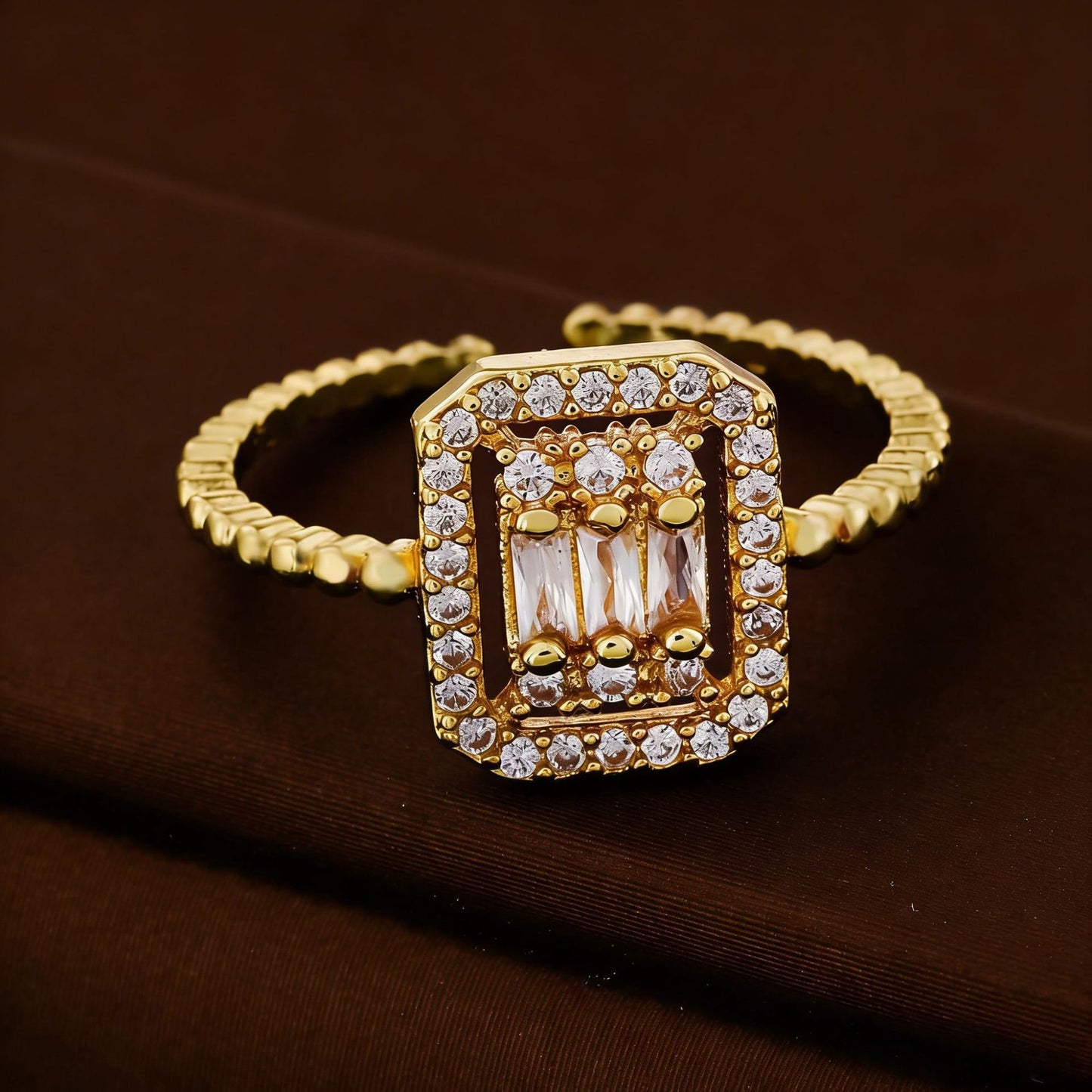 Square Rhinestone Zircon Light Luxury High Sense Ladies Ring