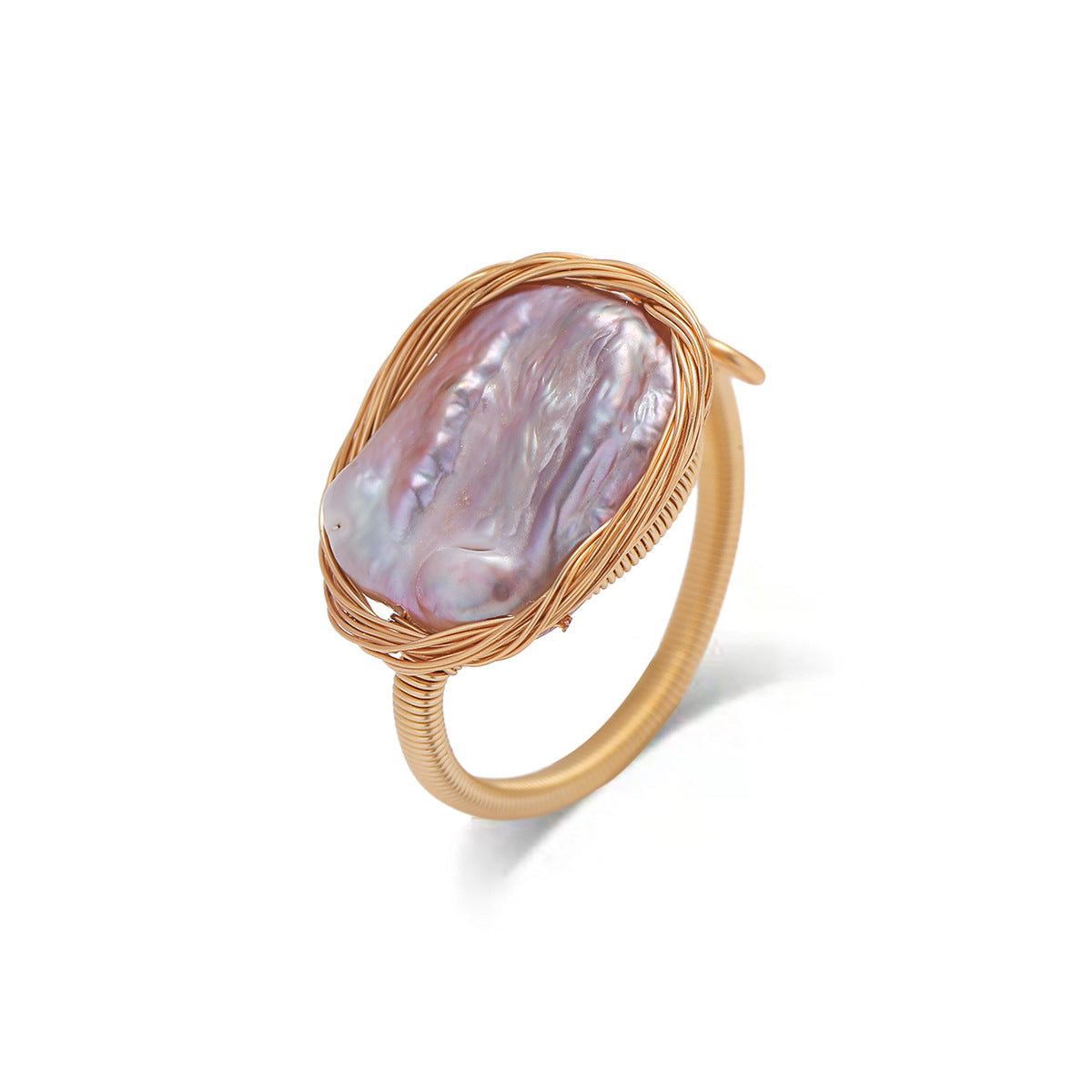 Freshwater Baroque Shaped Pearl Opal Simple Rings