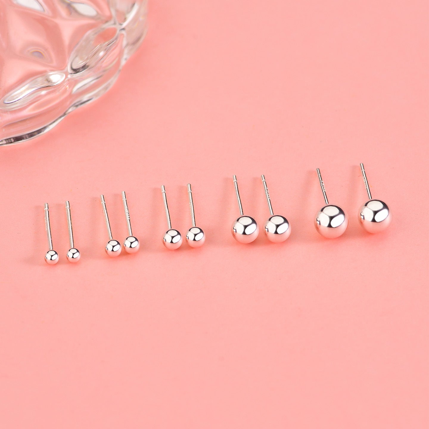 Women's & Men's Sier Simple Couple Small Beads Mini Rings