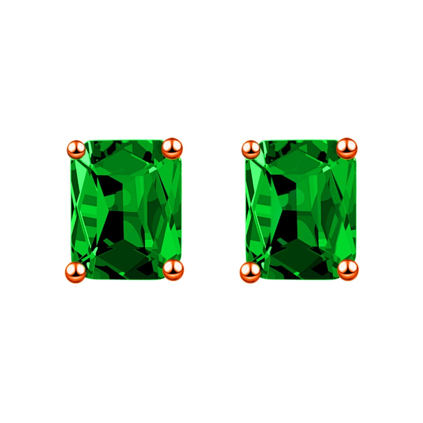 Fashion Rectangular Emerald Rose Gold Plated Rings