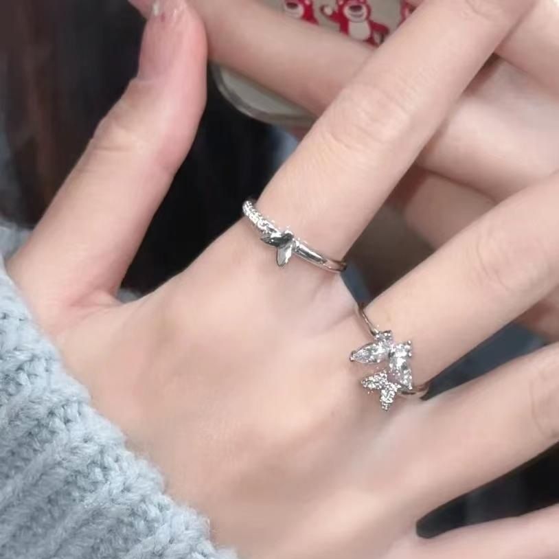 Refined Zircon Butterfly Simple Romantic Gentle Niche Ring