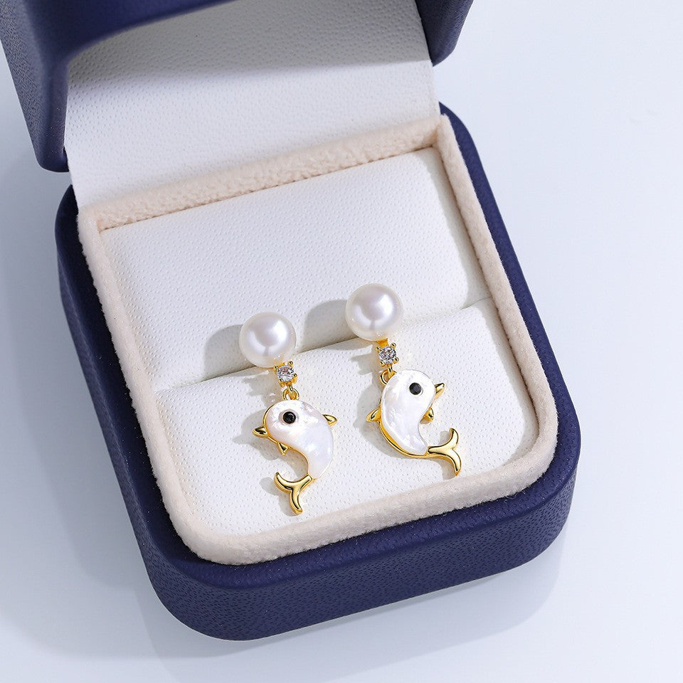 Freshwater Pearl Ear Sier Needle Light Luxury High-grade Fritillary Earrings
