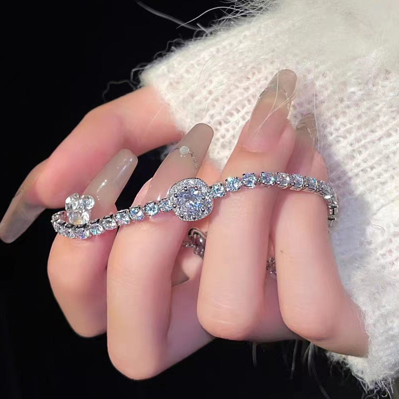 Light Luxury Square Zircon Fashionable Simple Elegant Personality Full Bracelet