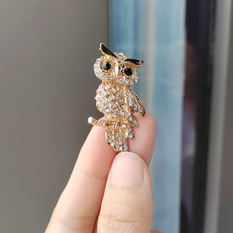 Unique Exquisite Owl Full Diamond Corsage Brooches