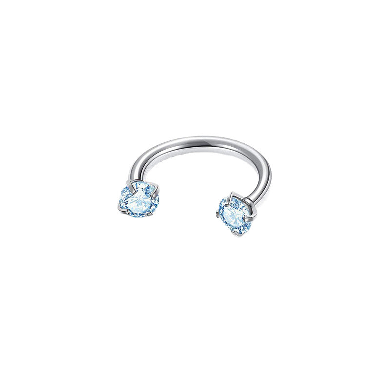 Men's Steel Inlaid Zircon Earings Horseshoe Rod High-grade Light Luxury Stud Earrings