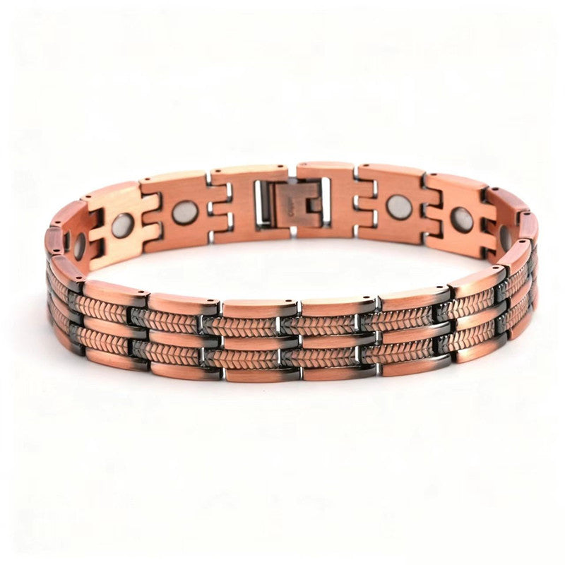 Women's & Men's Bronze Magnet Striped Fashion Full Series Bracelet