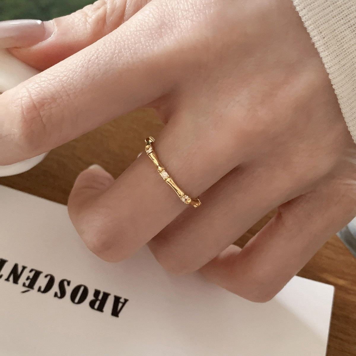 Bamboo Female Design Versatile Opening Adjustable Index Finger Ring
