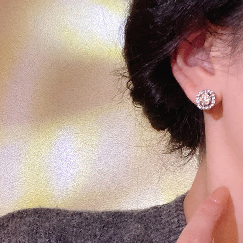 Simple Super Flash Square Zirconium Female Light Luxury Stud Earrings
