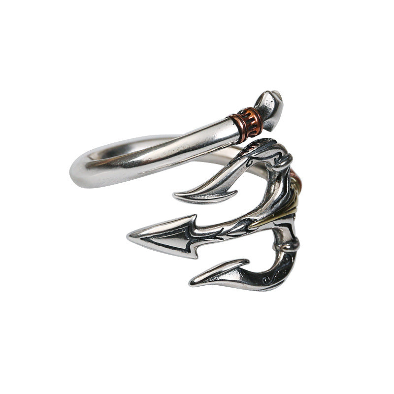 Women's & Men's Trident Sier Jewelry Niche Designer Hipster Rings