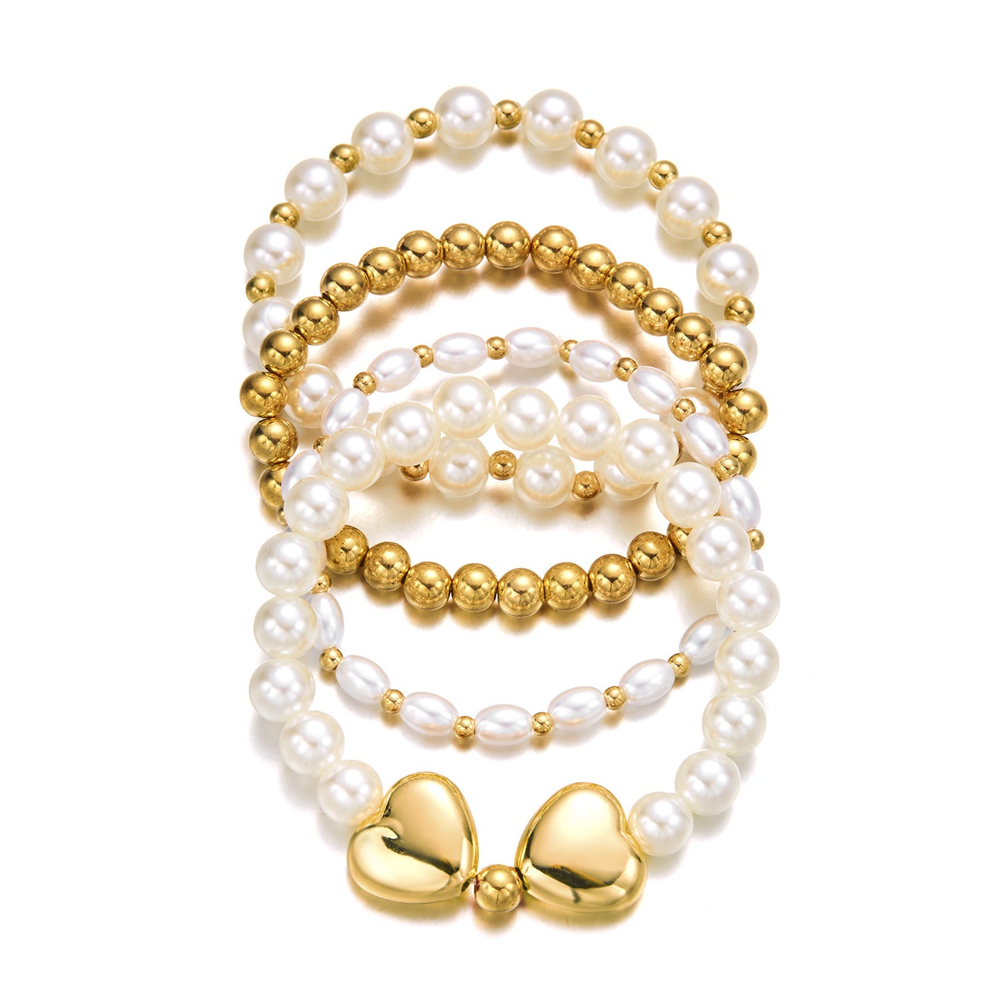 Women's High-grade Creative Imitation Pearl Love Woven Bracelets