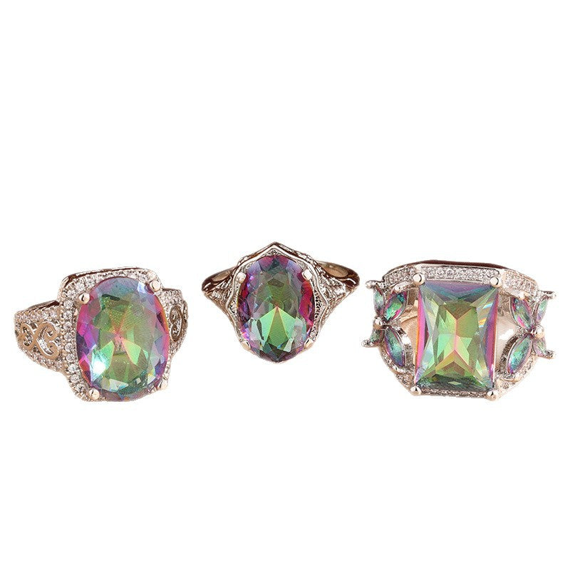 Classic Creative Colorful Zircon Boutique Diamond Copper Rings