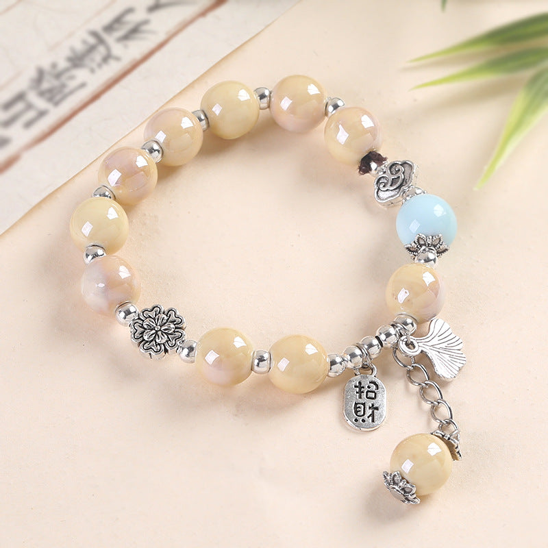 Ceramic Good-looking Stall Design Ginkgo Leaf Bracelet